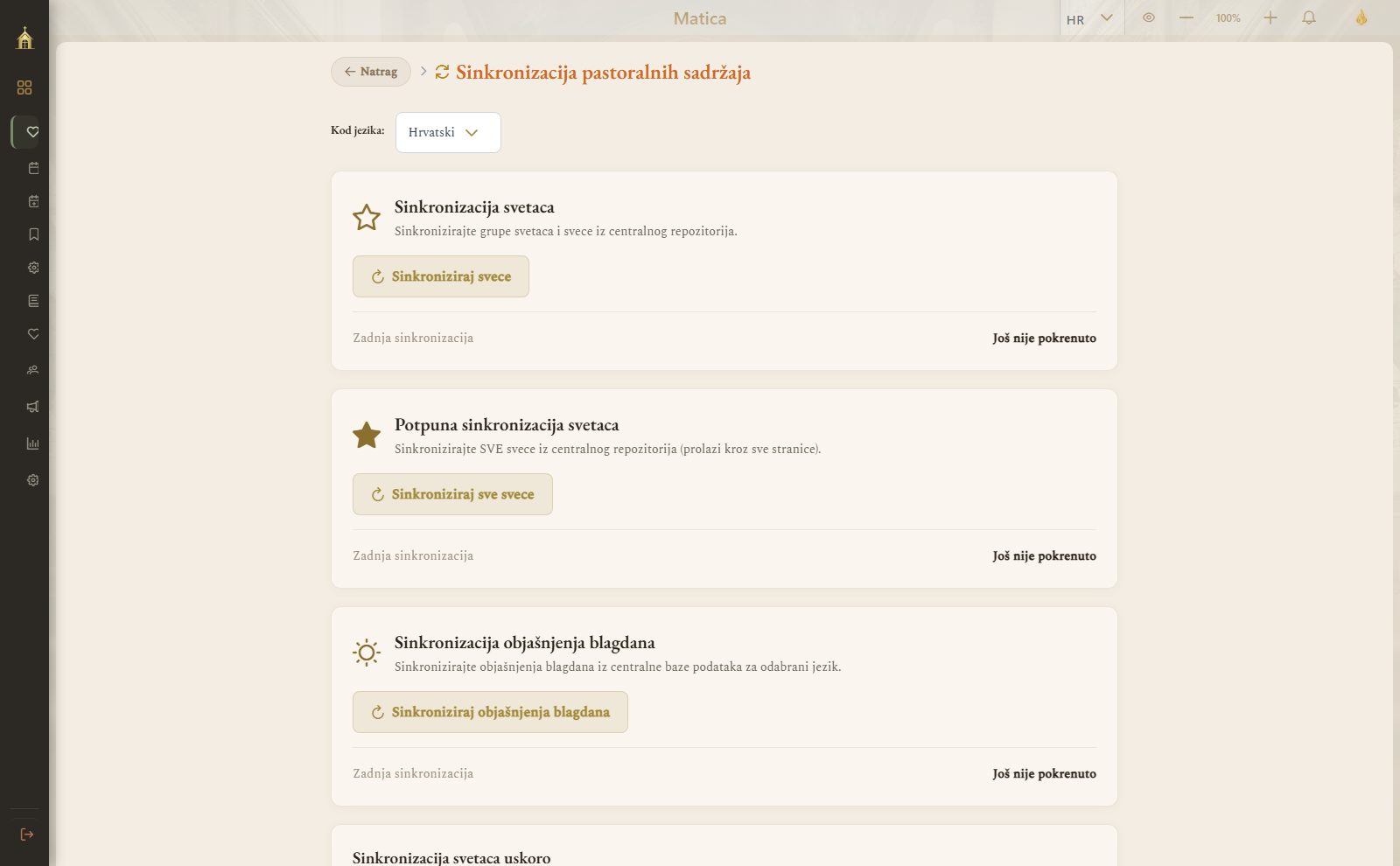 Sinkronizacija pastoralnih sadržaja — sveci i tumačenja blagdana (prikaz na računalu)