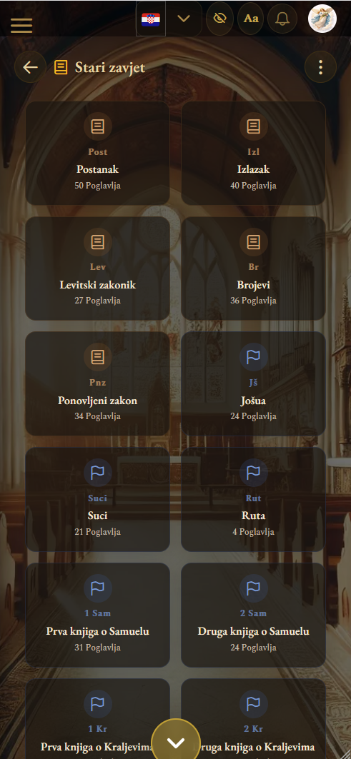 Prikaz odabira knjiga (mobilni prikaz)