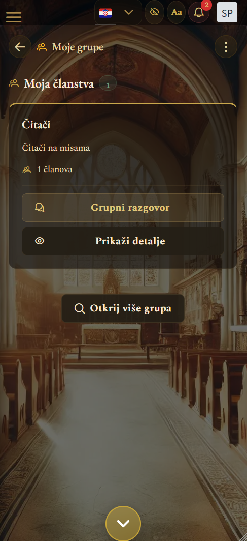 Moje grupe (mobilni prikaz)