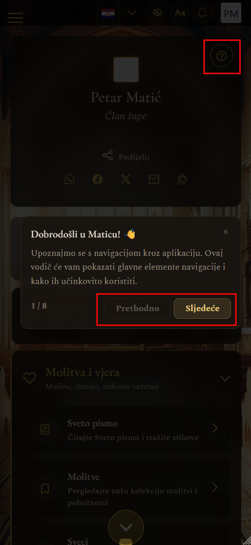 Ugrađeni sustav pomoći (mobilni prikaz)