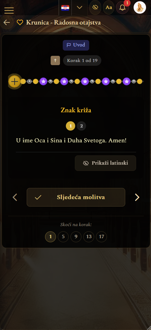 Vođena molitva krunice (mobilni prikaz)
