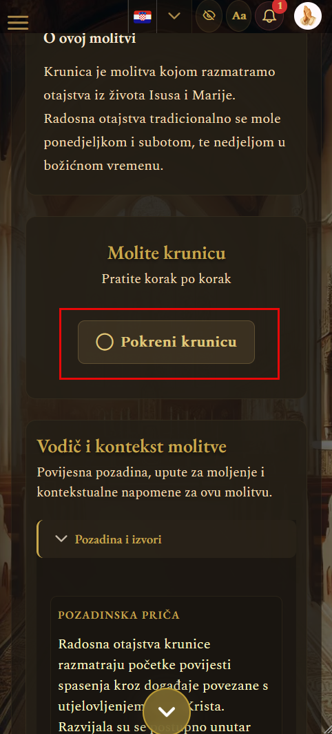Odabir krunice (mobilni prikaz)