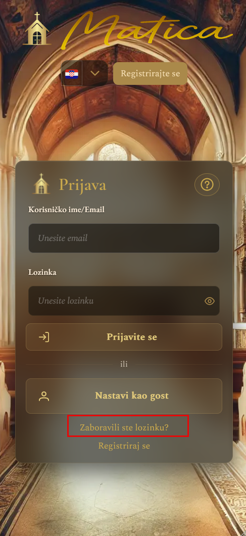 Sigurnosne postavke i promjena lozinke (mobilni prikaz)