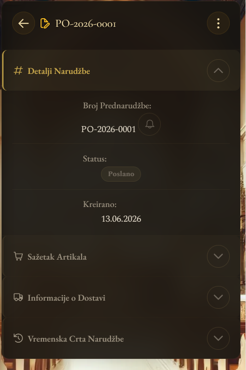 Sažetak narudžbe (mobilni prikaz)