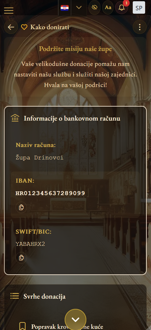 Upute i informacije za donacije (mobilni prikaz)