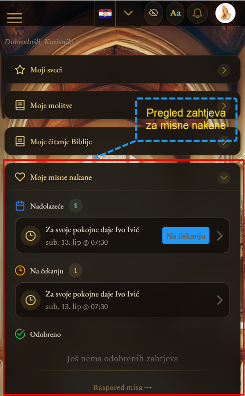 Popis nakana sa statusima (mobilni prikaz)