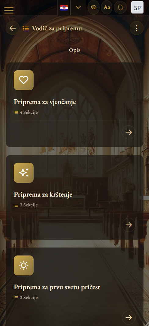 Vodiči za pripremu sakramenata (mobilni prikaz)