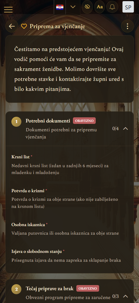 Vodiči za pripremu sakramenata (mobilni prikaz)