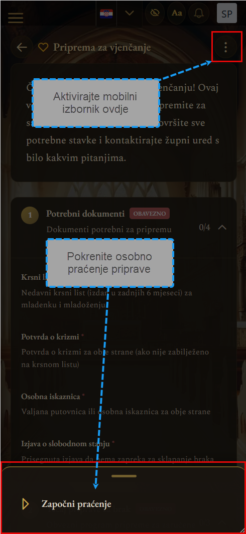 Vodiči za pripremu sakramenata (mobilni prikaz)