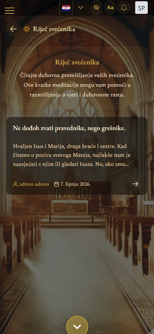 Virtualni oltar — Riječ svećenika (mobilni prikaz)