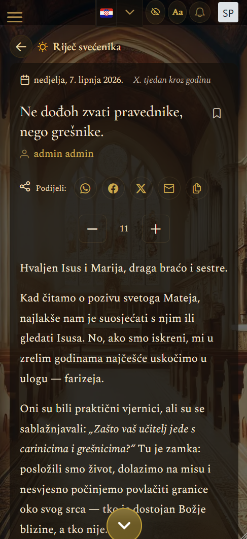 Prikaz Riječi svećenika (mobilni prikaz)