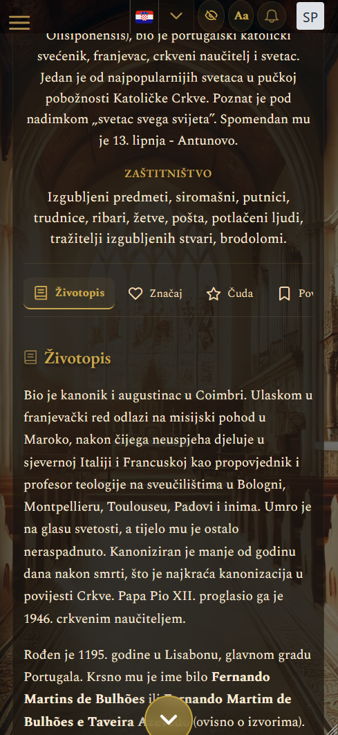 Popis svetaca sa Svecem dana (mobilni prikaz)