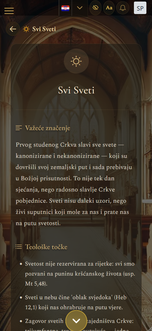 Prikaz detalja blagdana (mobilni prikaz)