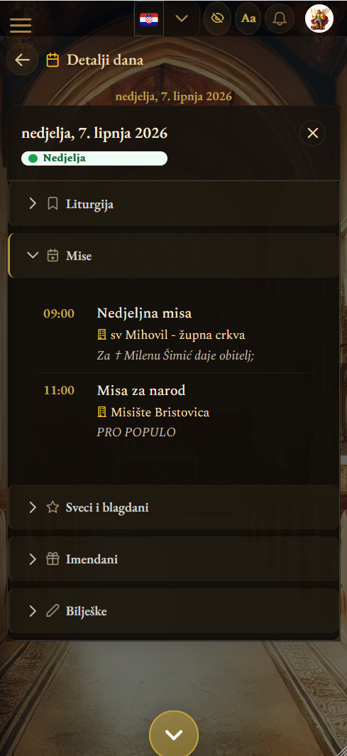 Pregled dana (mobilni prikaz)